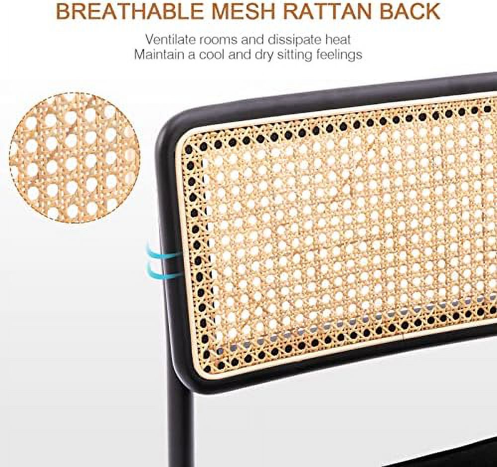 Counter Height Boucle Fabric Barstools with Natural Cane Mesh Z398