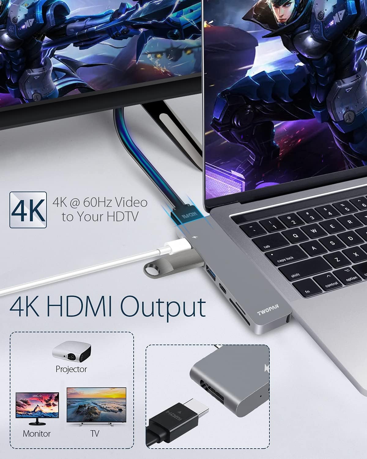 USB C Hub with 4K HDMI, SD/TF Card Reader L5535