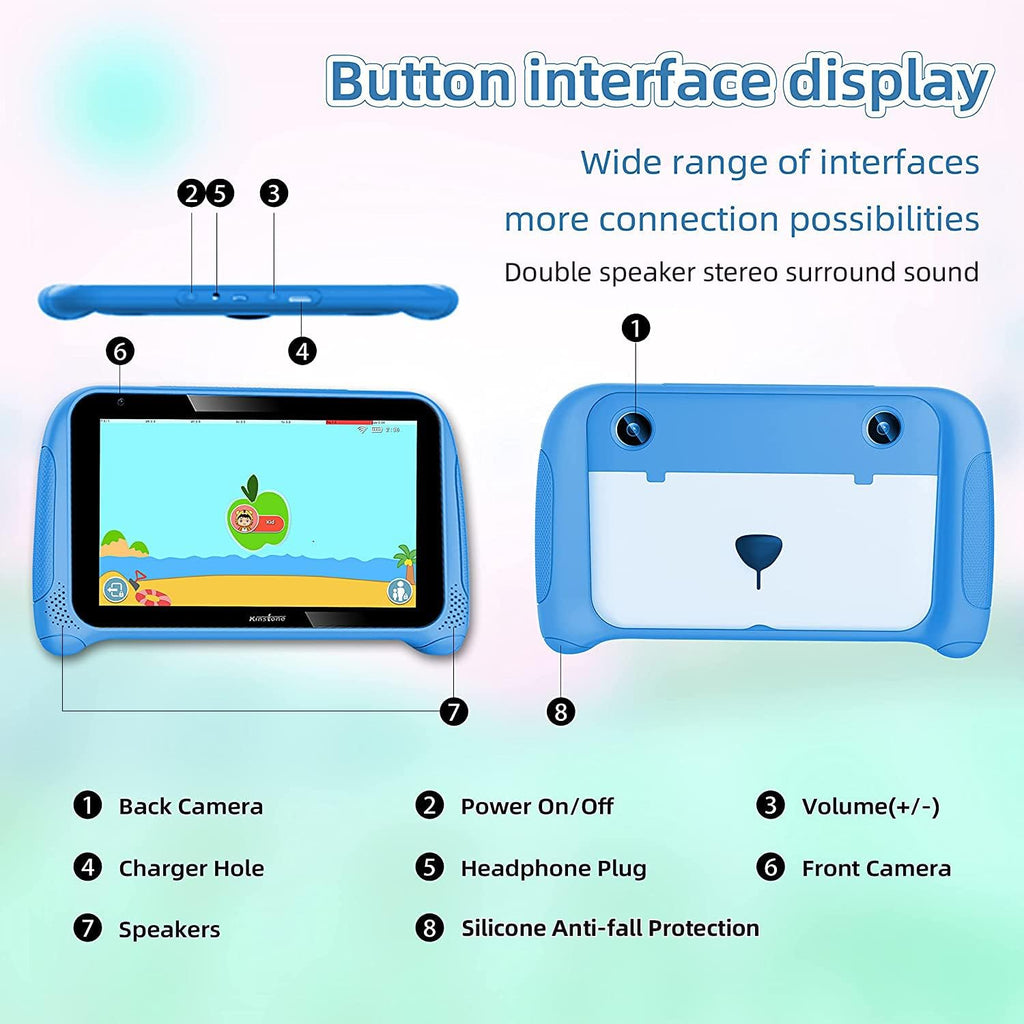 7 inch Kids Tablet Android 11 32GB 2GB RAM Blue Pack of 2 T519