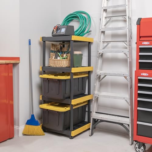 4-Tier Heavy Duty Plastic Storage Shelving Unit, 100lbs/shelf, 2 Pack M573