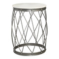 Round Accent Table with Marble Top White and Black W62994
