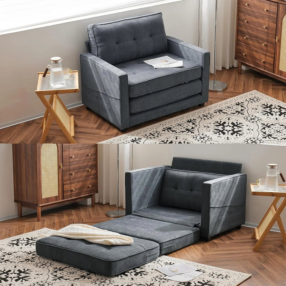 Full Size Chenille Futon Sofa Bed B369272
