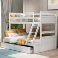 White Over Full Bunk Bed with Storage and Two Drawer X1109