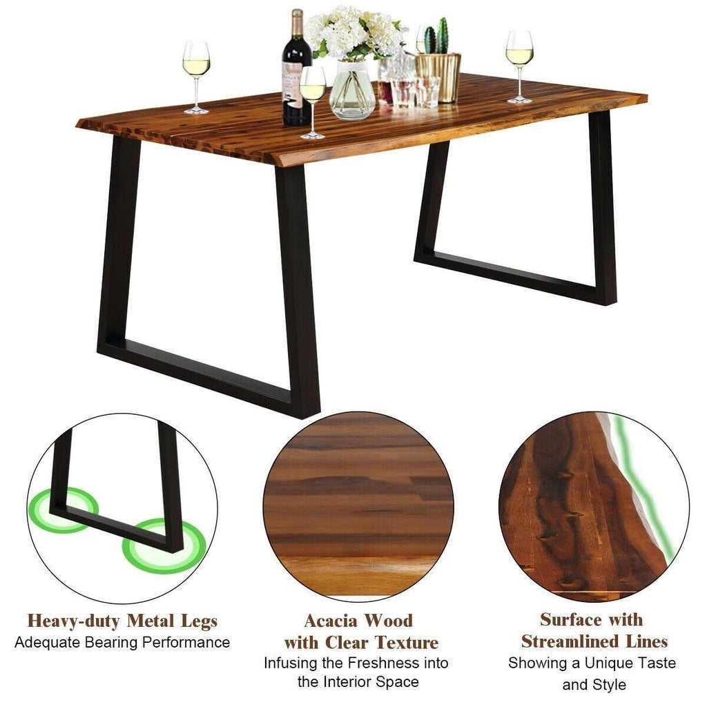 Brown Rectangular Acacia Wood Dining Table R3002