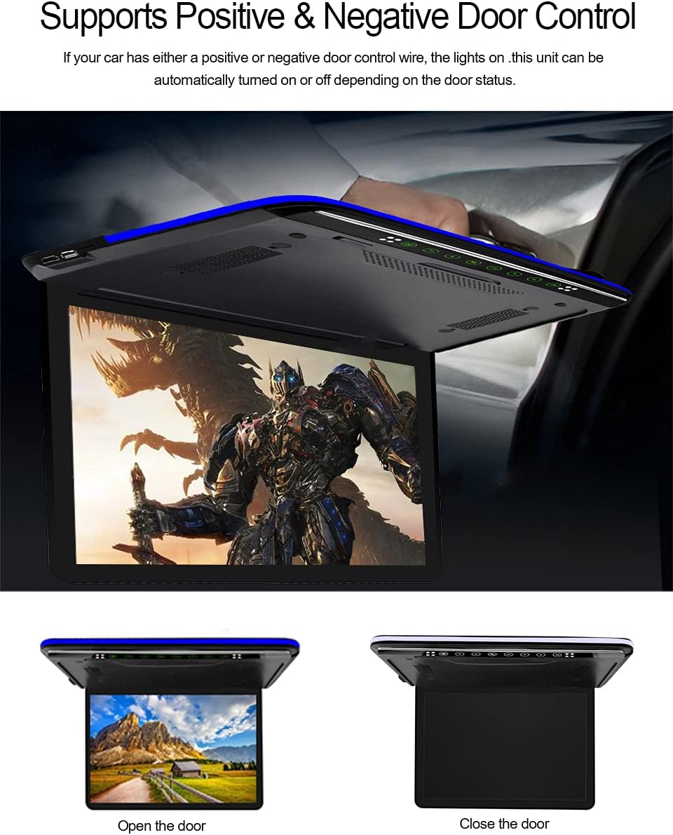 13.3 inch FHD Car Roof Monitor Flip Down Overhead Video Display with USB SD HDMI Port G318043
