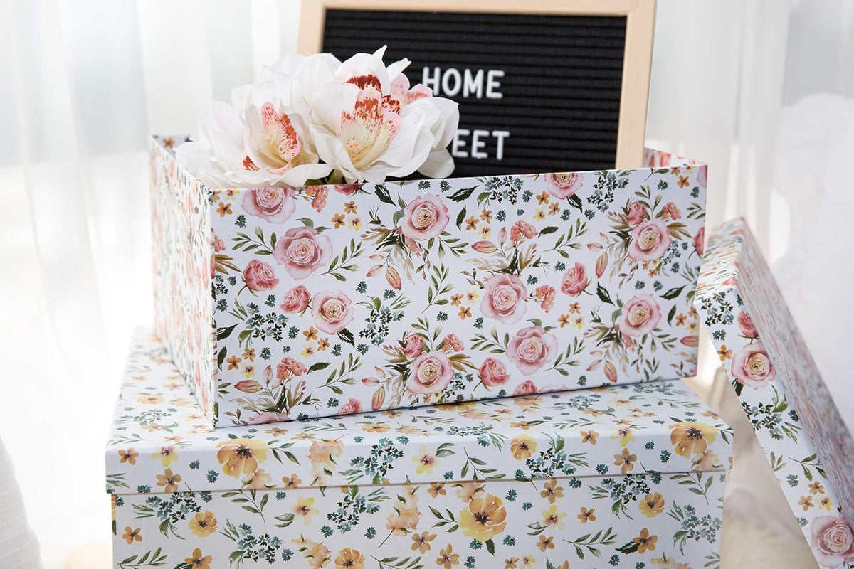 Summer Bouquet Set of 3 Paperboard Nesting Boxes H39821