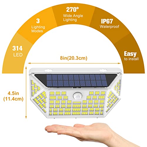 White Solar Outdoor Lights Motion Sensor IP67 Waterproof with 3 Lighting Modes Z839022