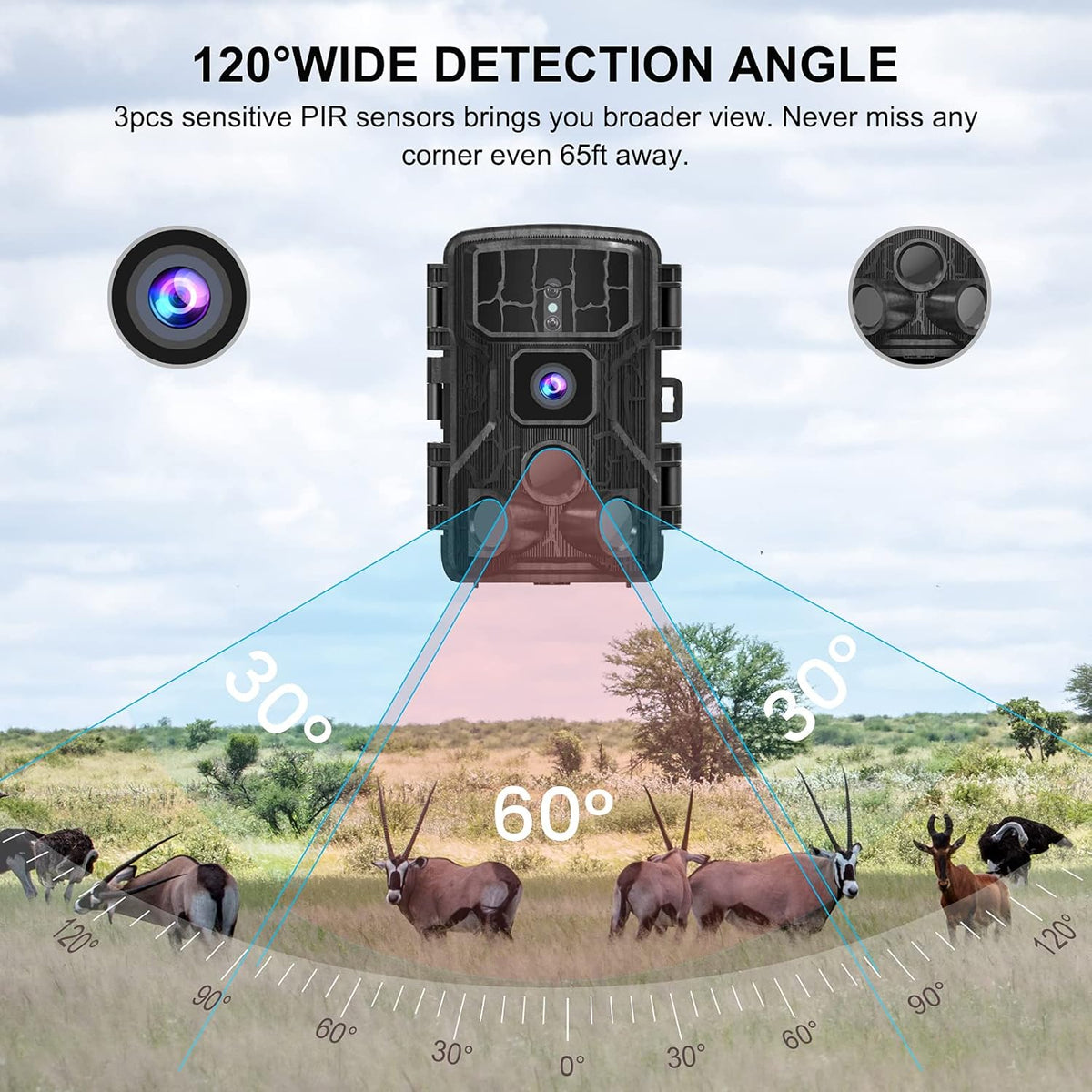 4K 30MP WiFi Bluetooth Trail Camera with Night Vision Motion Activated Waterproof E6005