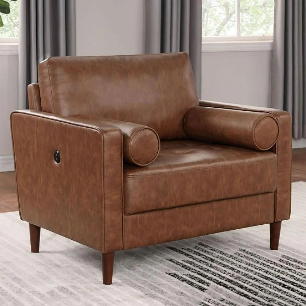 Off-White Leatherette Living Room Set 3pcs W854