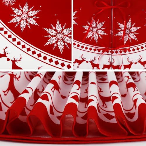 36 inch Snowflake Reindeer Christmas Tree Skirt V9464