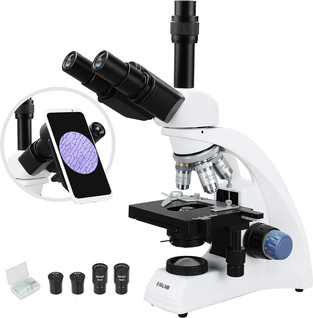 40X-1000X Biological Compound Microscope with Cell Phone Adapter and Slides T813