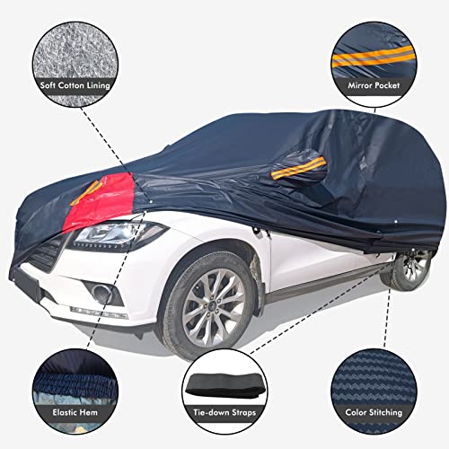 6 Layers Waterproof Outdoor Car Cover with Zipper Cotton for Sedan (190-195 inch) H200