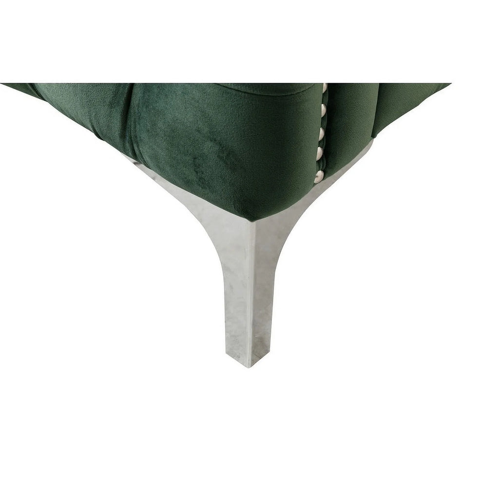 Green Velvet Accent Chair with Pillow C9271