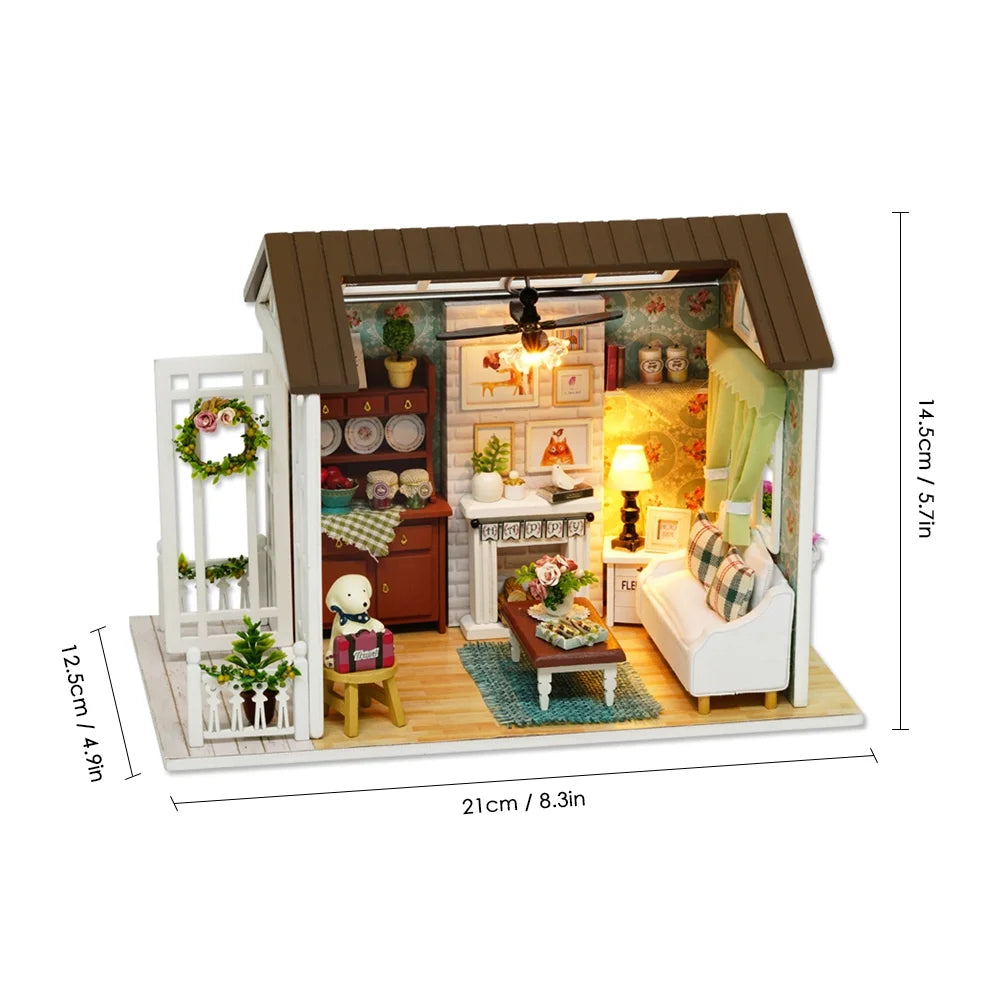 DIY Miniature Dollhouse Kit 3D Wooden House Room Craft with Furniture LED Lights M655275
