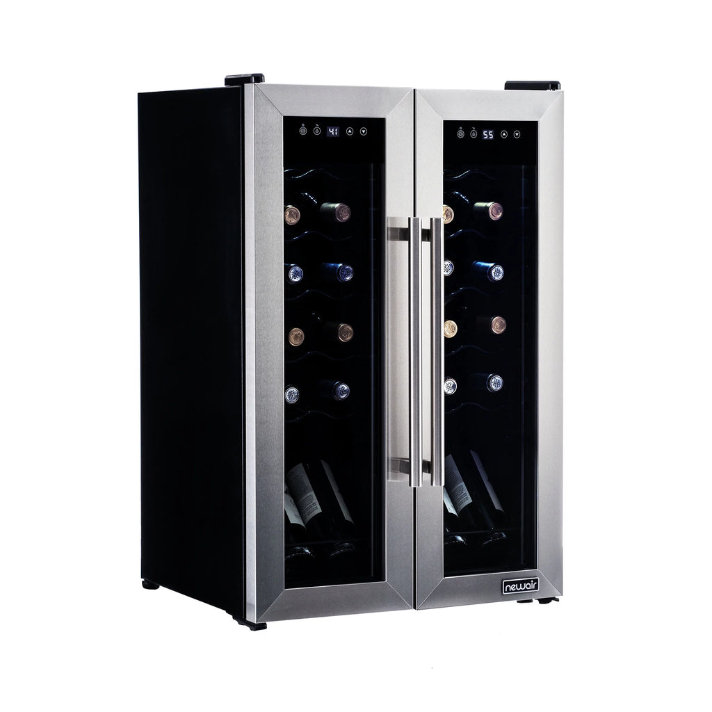 24 Bottle Dual Temperature Zone Wine Cooler Refrigerator O2789
