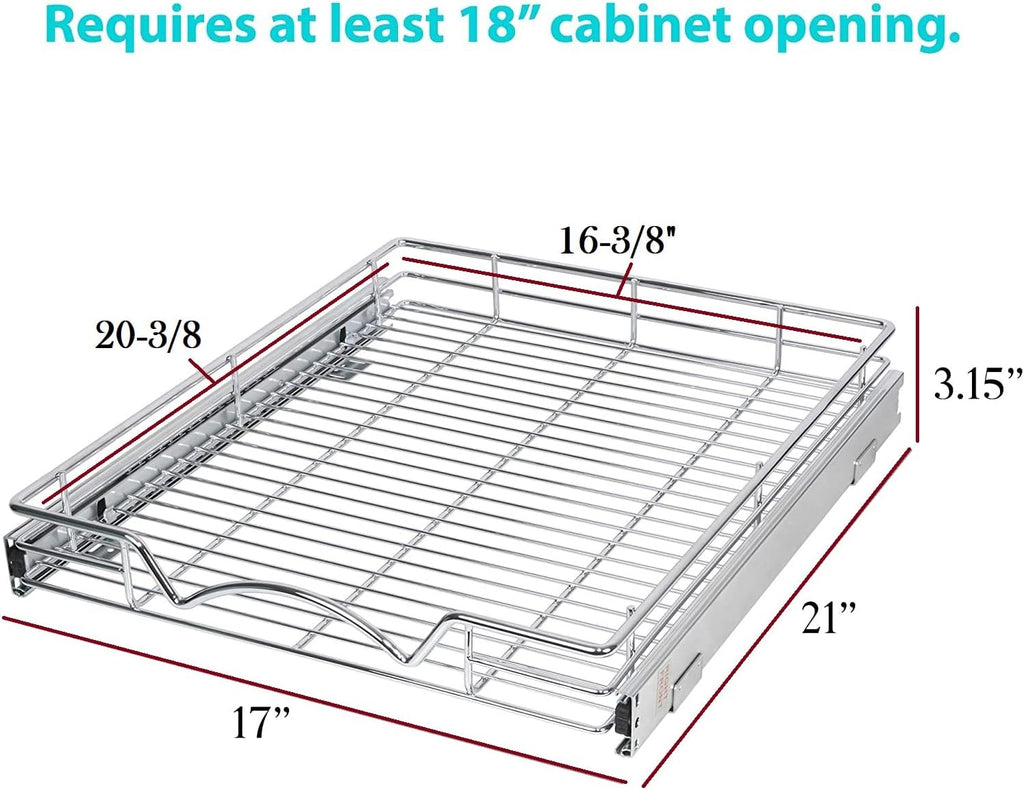 Chrome Finish Wire Frame Pull Out Drawer Cabinet Organizer O133972