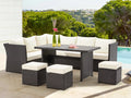 7-Piece Rattan Wicker Sectional Sofa and Dining Table Set A808