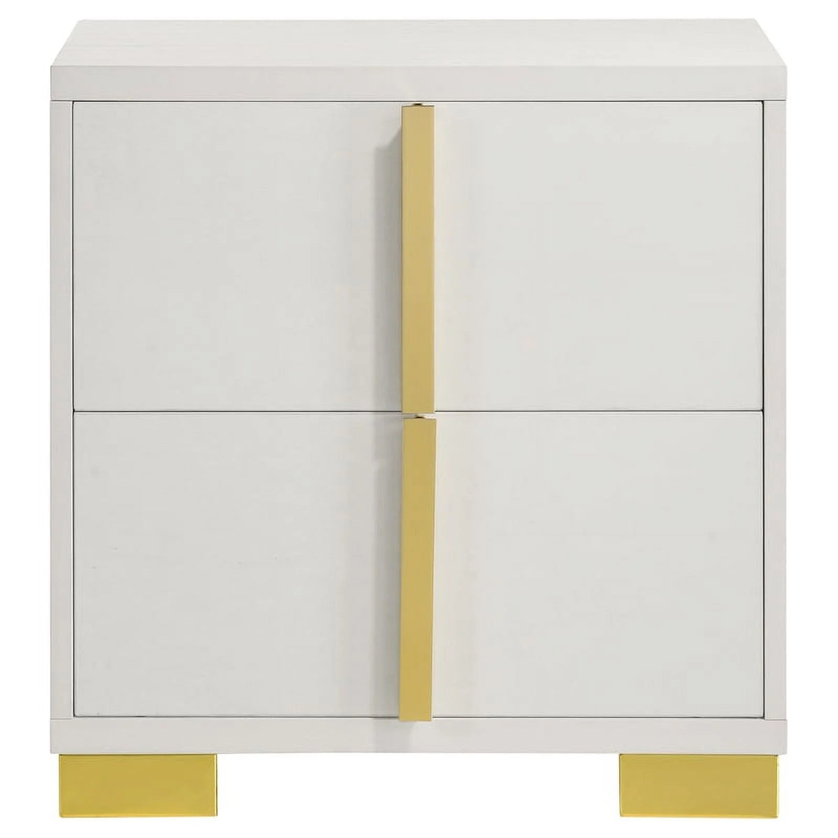 4-piece Contemporary Wood Eastern King Bedroom Set White and Gold T310635