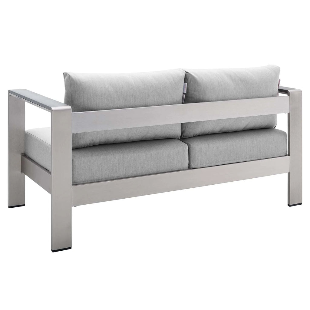 Silver Grey Modern Outdoor Sectional Sofa Chair Table Set W125