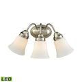 Brushed Nickel 3 Light Bath with White Glass N365953