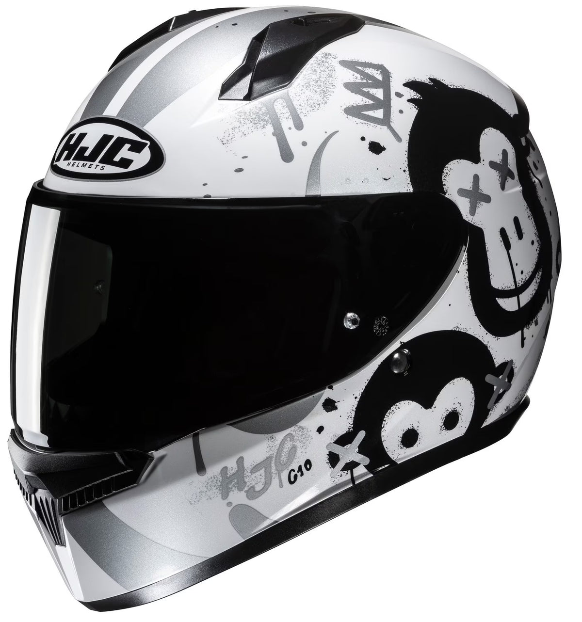 Black/White Youth Motorcycle Helmet XS R343