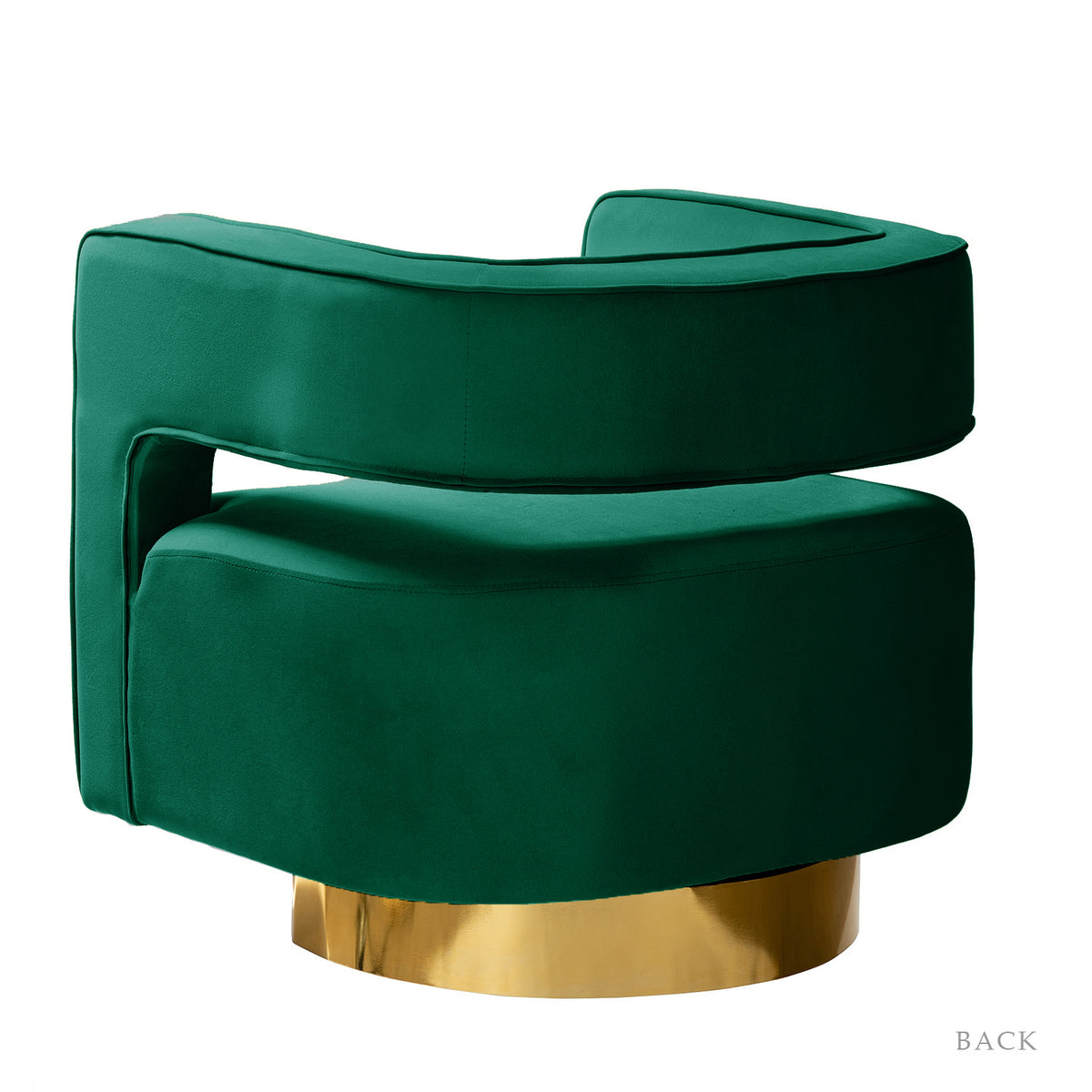 Green Velvet Swivel Accent Chair with Gold Metal Base D182364