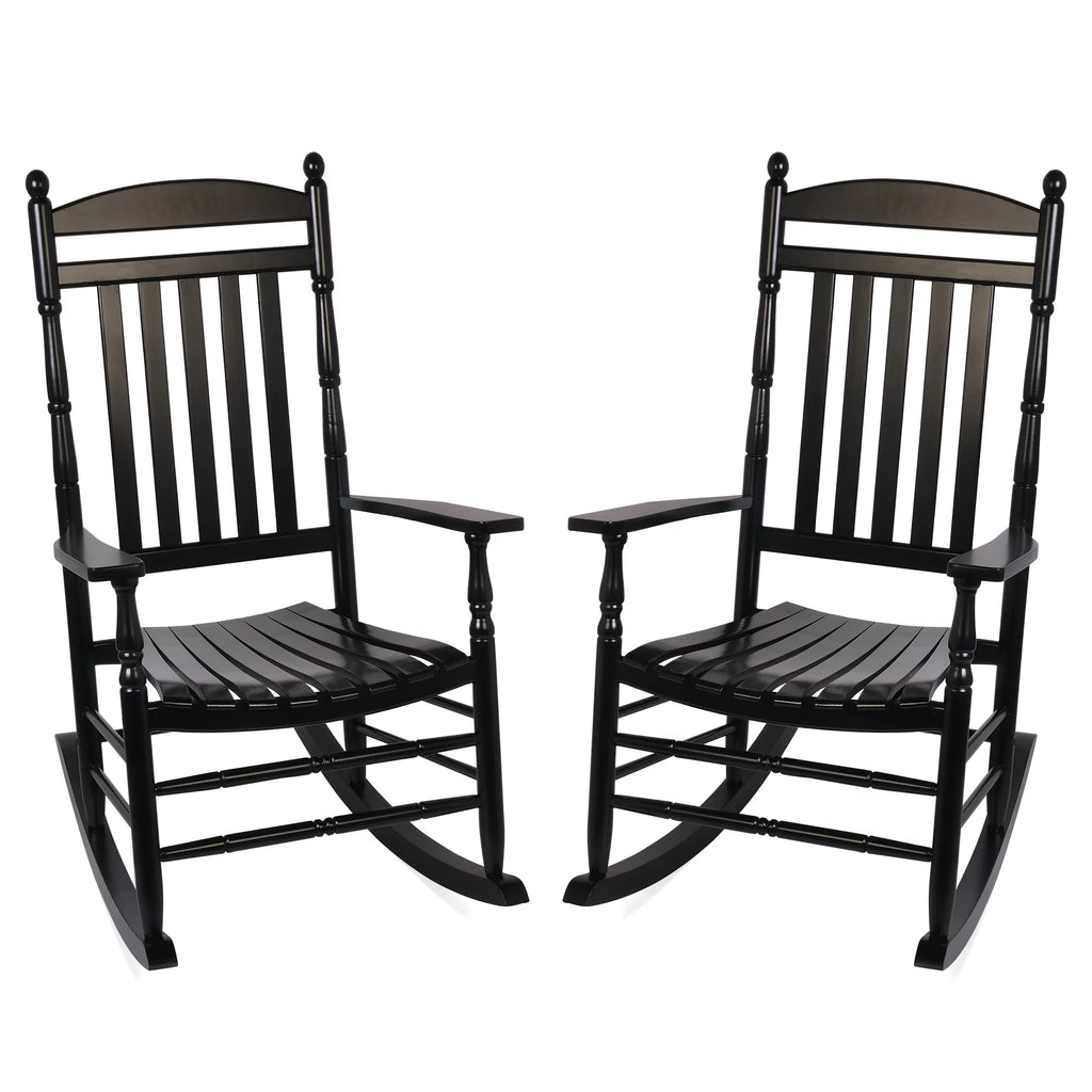 Set of 2 Black Oversized Wood Outdoor Rocking Chairs A900