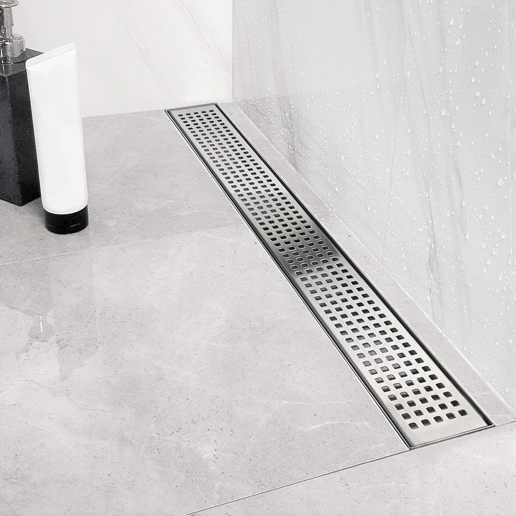 Brushed 304 Stainless Steel Rectangle Linear Shower Drain with Hair Strainer X68324