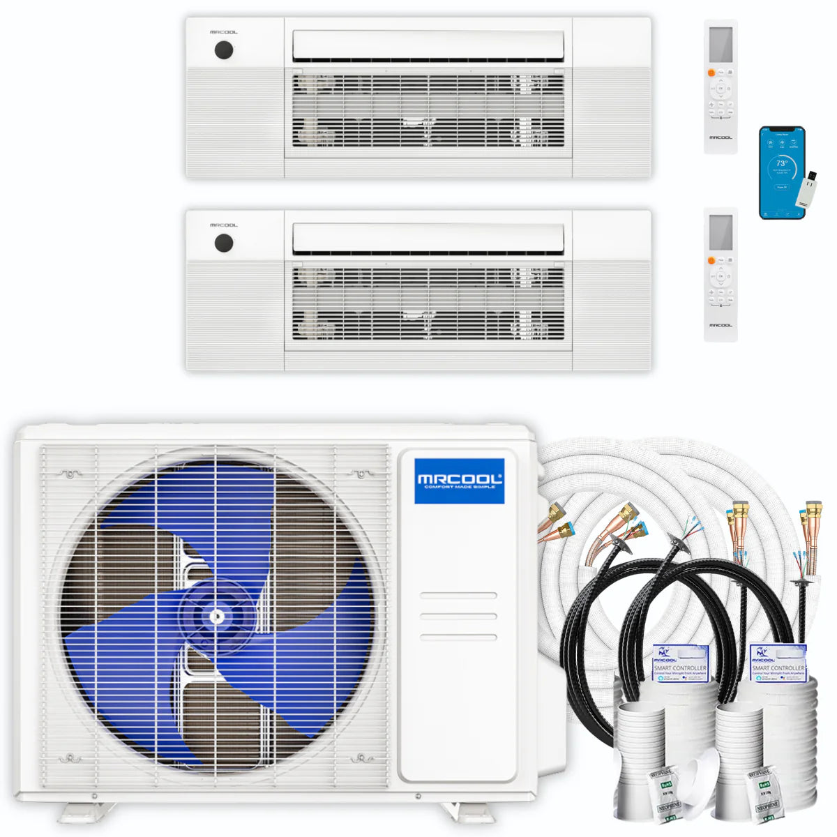 24,000 BTU 2 Zone Ceiling Cassette Ductless Air Conditioner and Heat Pump Y672