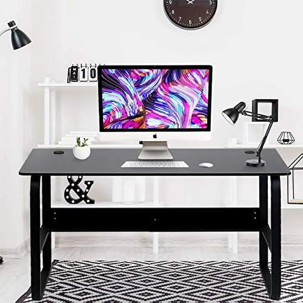 Computer Desk Home Office Work Station 55'' Rustic Wood Tone V55789