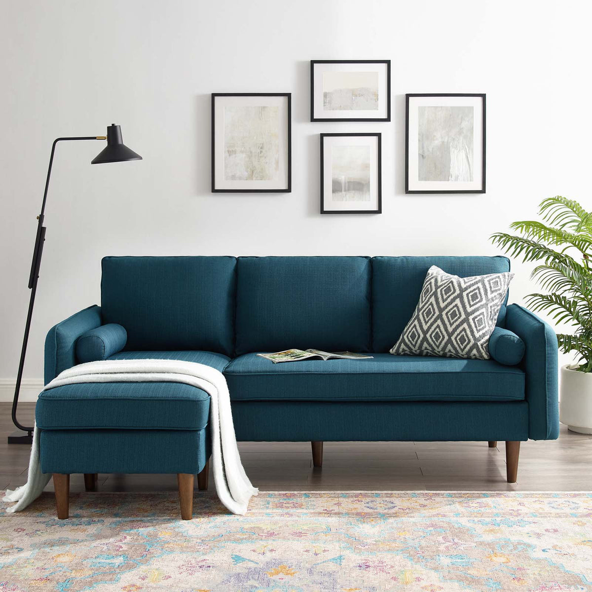 Navy Blue Fabric Sectional Sofa Set Z524752