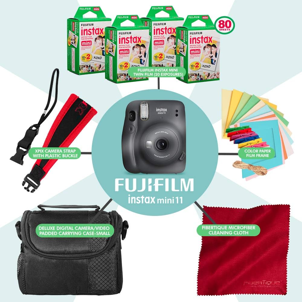 Charcoal Grey Instant Film Camera with 80 Exposures Film V95441