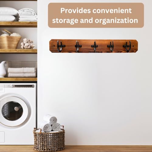 36.5" Wooden Wall Mounted Coat Rack with Hooks D766043