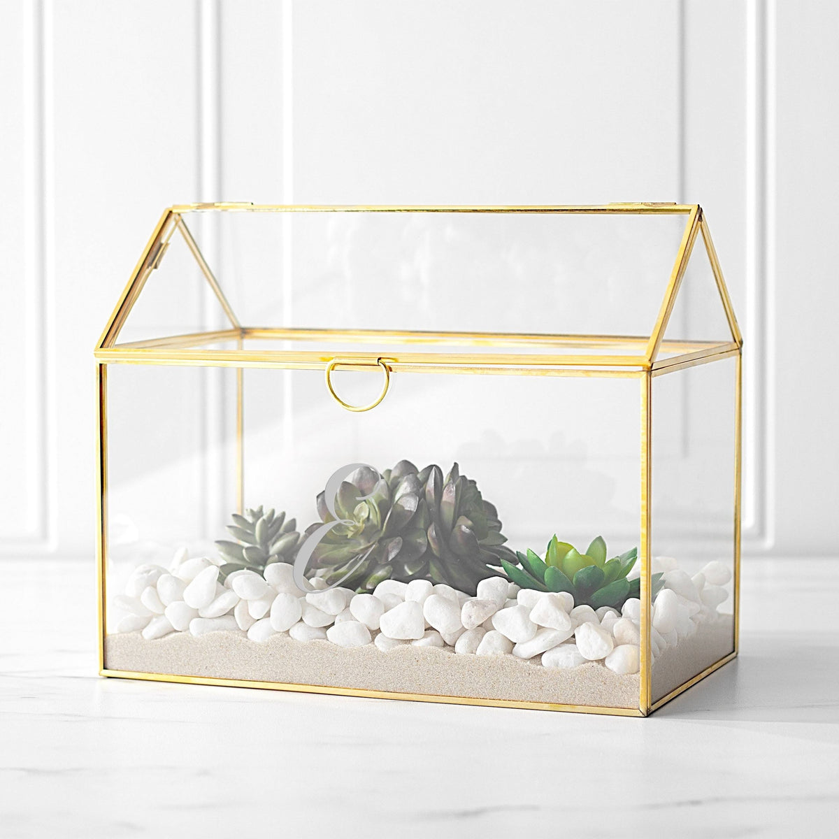 Gold Wedding Glass Terrarium Card Holder F499