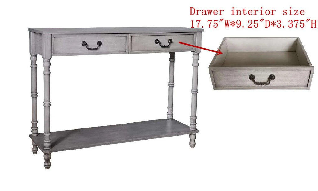 Washed Oak 2 Drawer Console Table with Shelf R232711