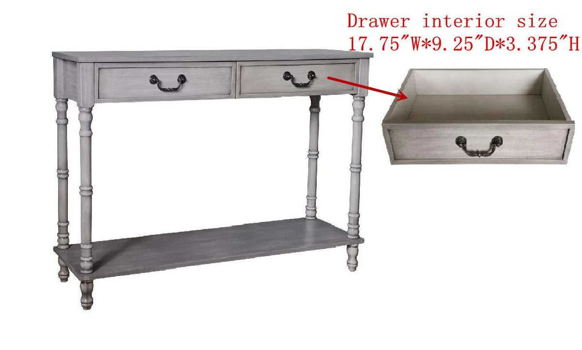 Washed Oak 2 Drawer Console Table with Shelf R232711
