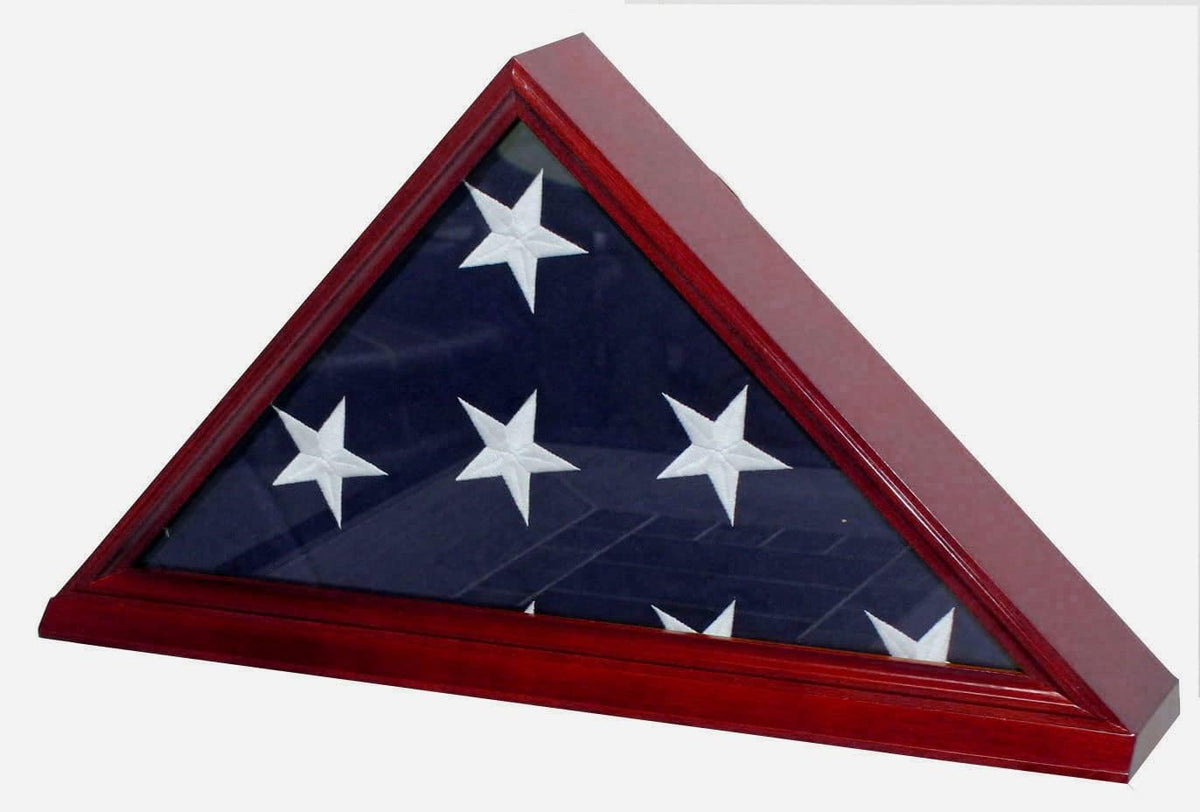 Solid Wood Flag Display Case with Real Glass Door L248