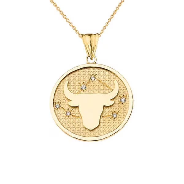 Yellow Gold Taurus Constellation Pendant Necklace O319