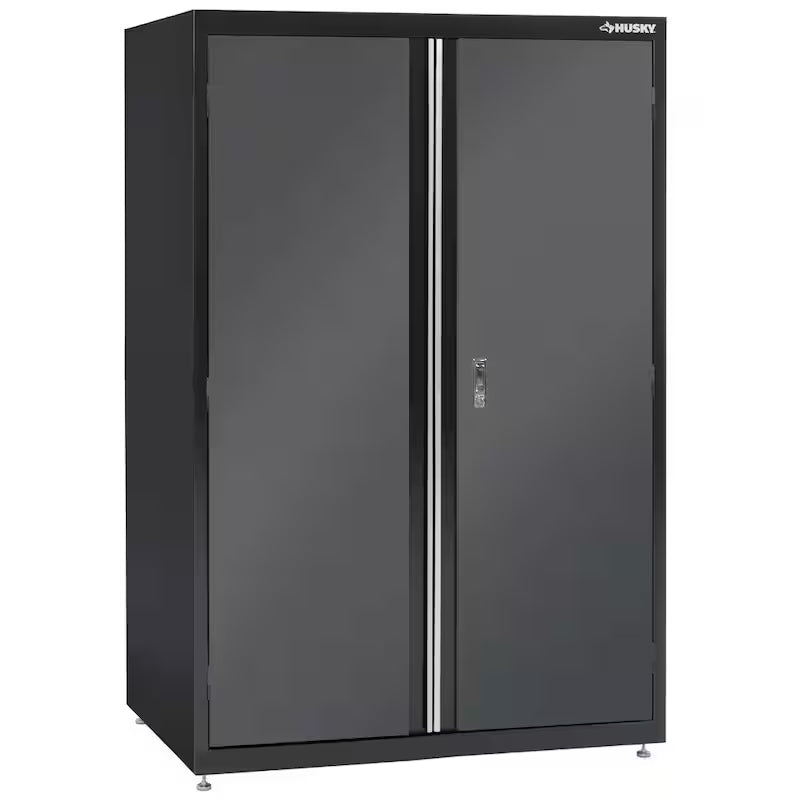 3-Shelf Welded Steel Floor Cabinet in Black and Gray P81729