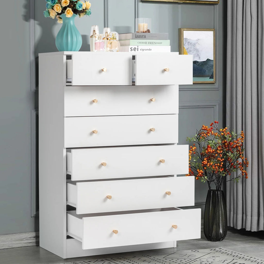 Black 6 Drawer Wood Dresser E715