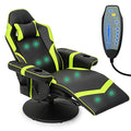 Green PU Leather Massage Gaming Recliner Chair with Adjustable Backrest L72898