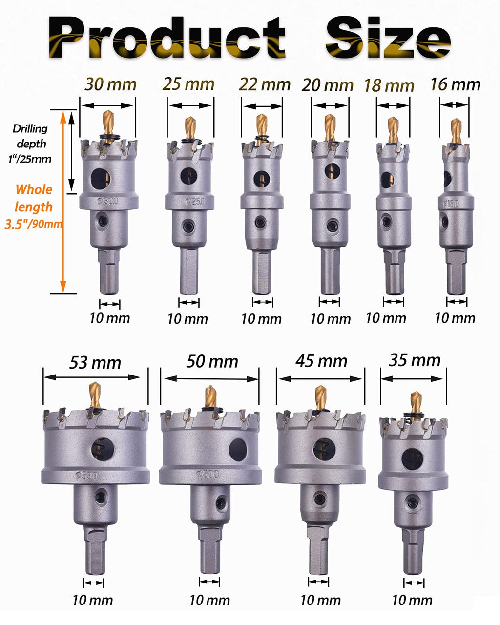 10 Pcs Tungsten Carbide Tipped Hole Saw Kit K718