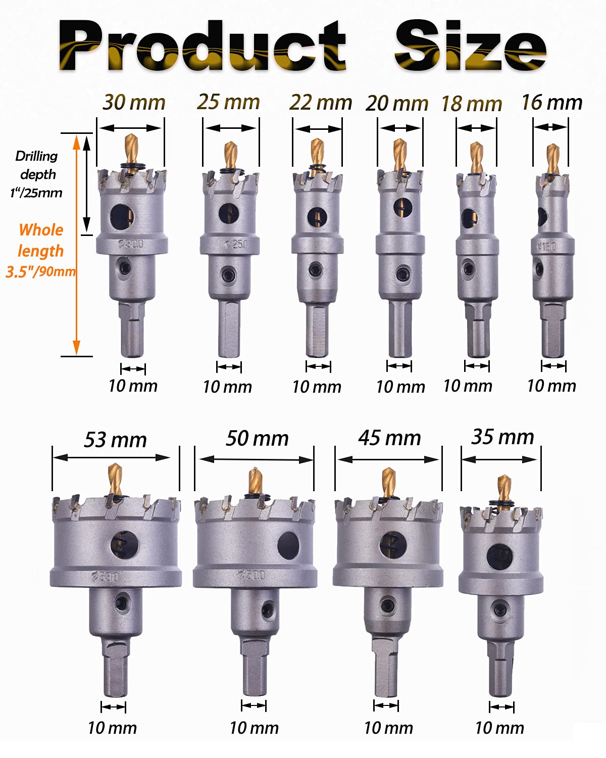 10 Pcs Tungsten Carbide Tipped Hole Saw Kit K718