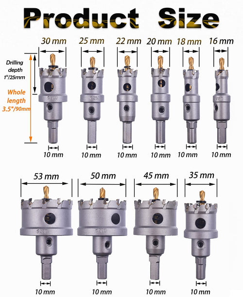10 Pcs Tungsten Carbide Tipped Hole Saw Kit K718
