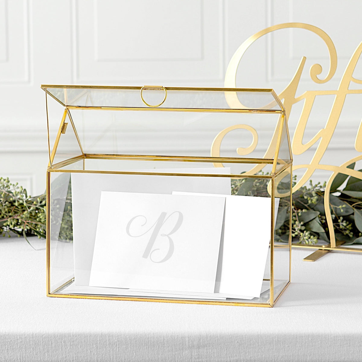 Gold Wedding Glass Terrarium Card Holder F499