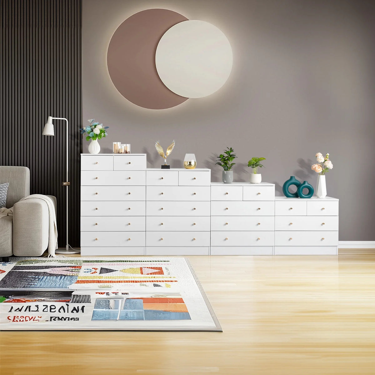 Black 6 Drawer Wood Dresser E715