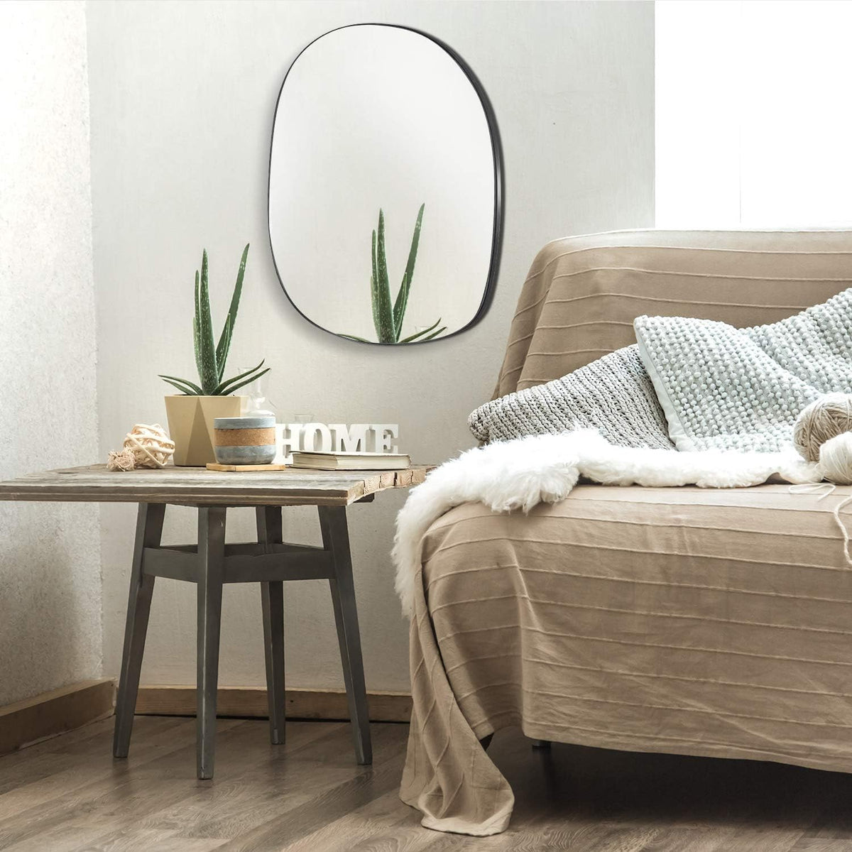 Asymmetrical Wall Mounted Mirror, 19.7 x 20.5 Inches E134