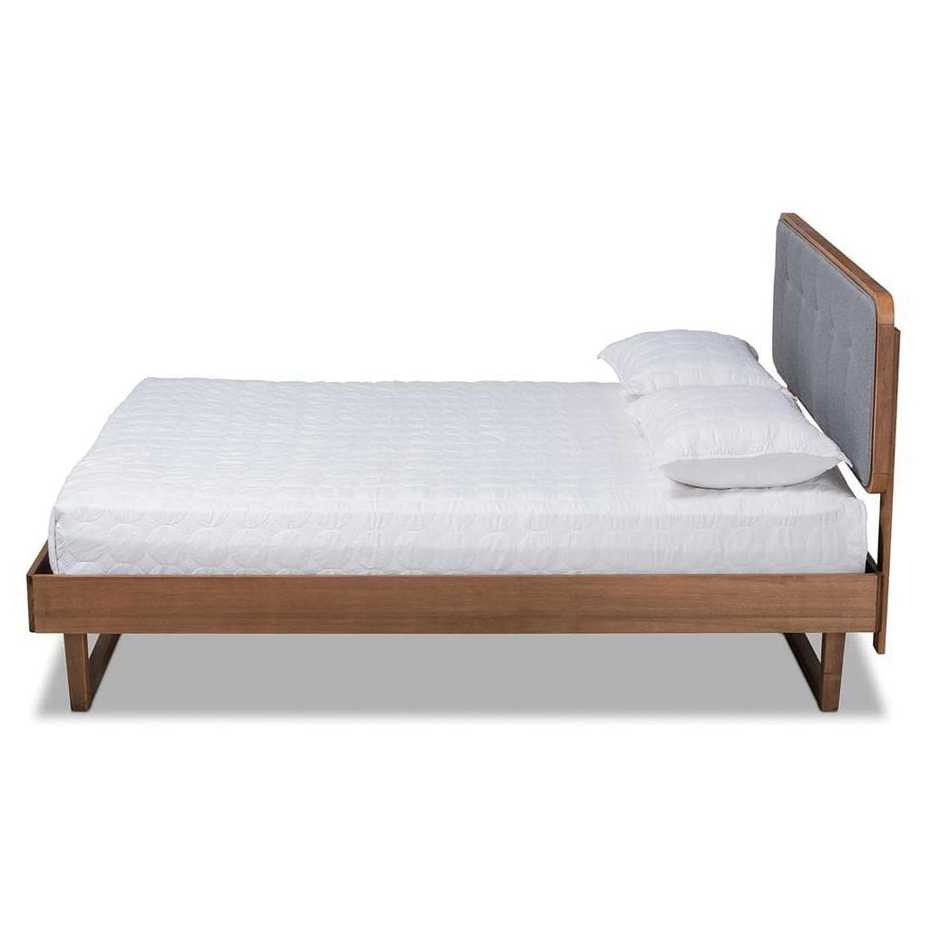 Gray Upholstered Wood King Size Platform Bed Y67334