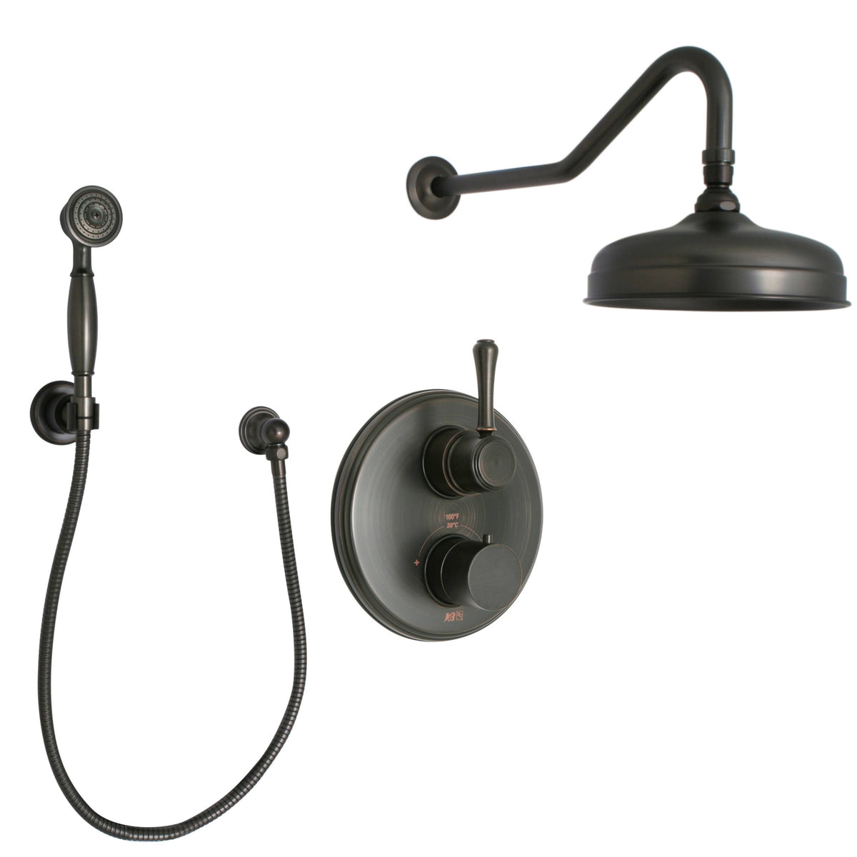 Antique Bronze Thermostatic Shower Trim with Rain Shower Head K8389
