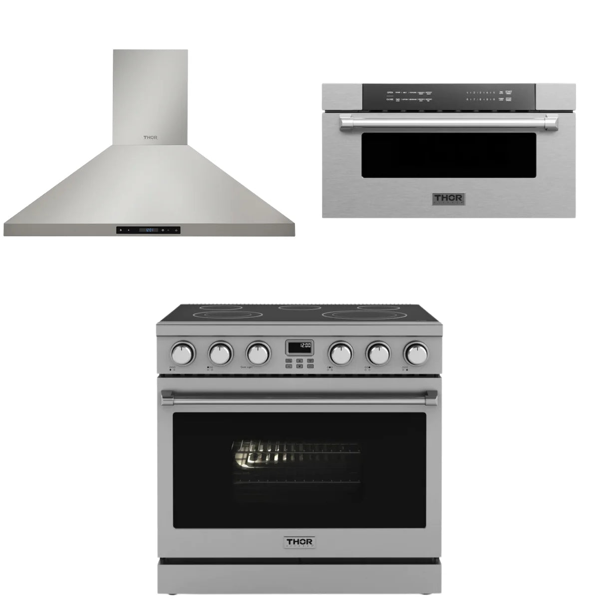 36 Electric Range, Range Hood and Microwave N6962